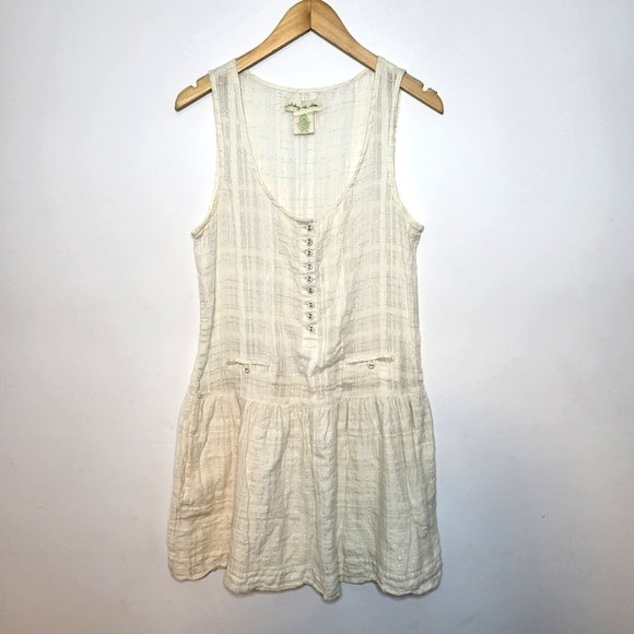 Anthropologie Cream Pleated Sundress - Picture 1 of 9